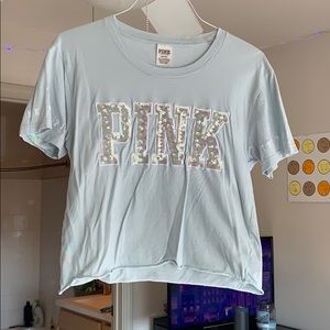 PINK light blue crop top